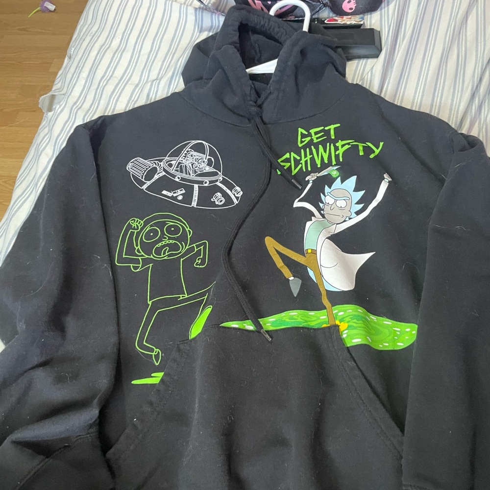 Black Hoodie with Cartoon Print